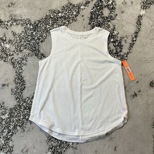 Aqua Athletic Tank Top Womens Size Small White Lightweight Cotton Blend